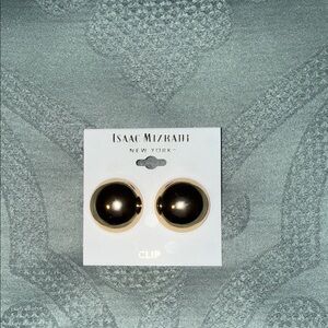 Isaac Mizrahi Black and Gold Clip-On Earrings